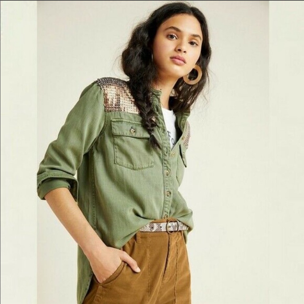 Euc Anthro Button Down